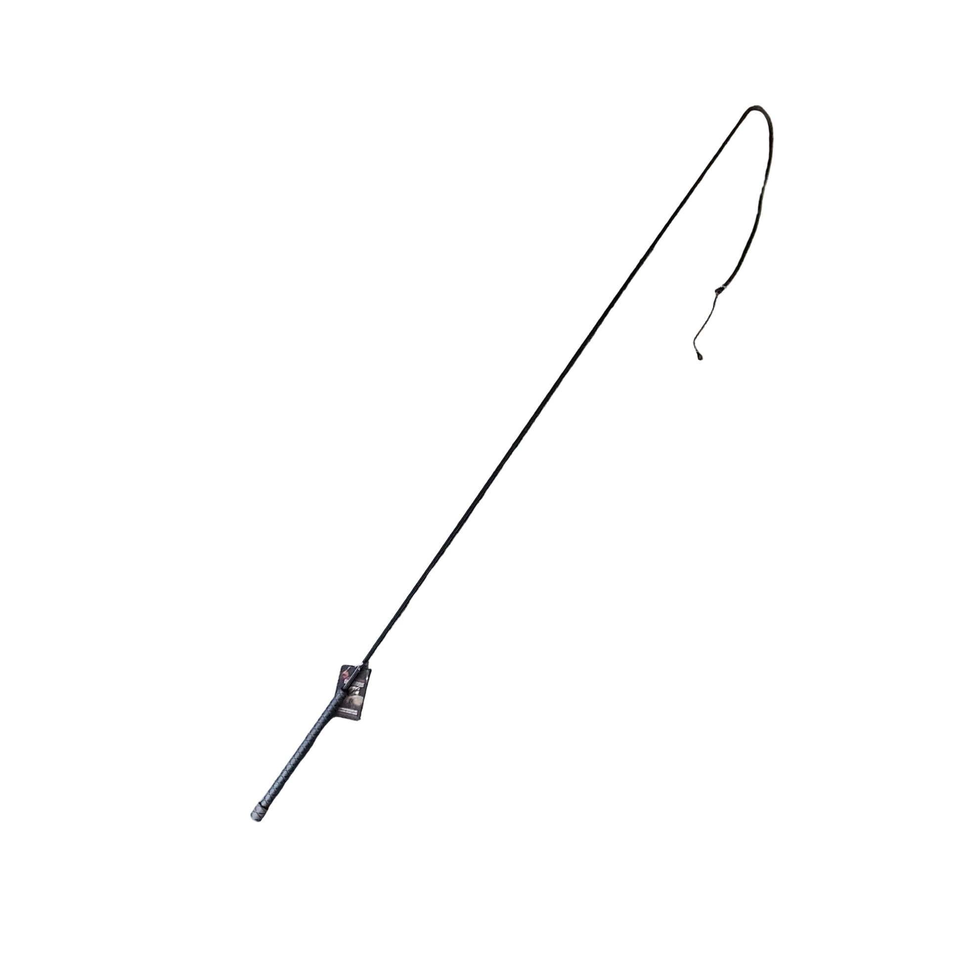 a black driving whip for horses on a white background