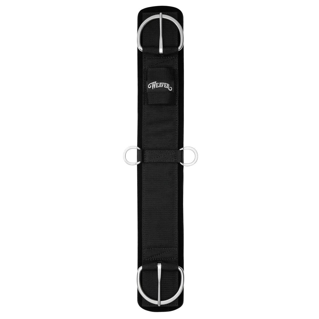 black neoprene lined cinch with buckles on a white background