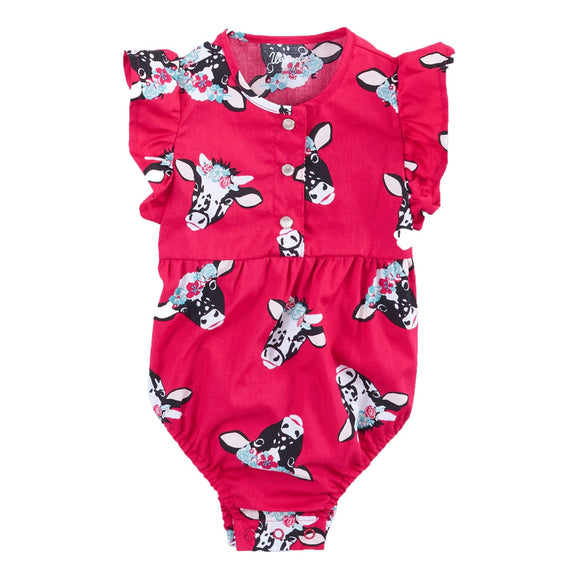 Fuchsia Infant Girl's Cow Shirt With Ruffle Sleeve by Wrangler®
