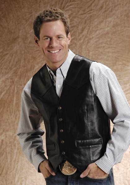 Black Leather Men's Vest by Roper®
