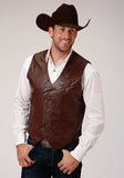 Brown Leather Men's Vest by Roper®