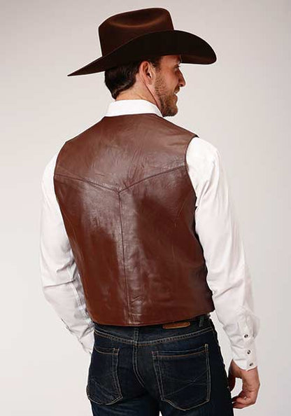Brown Leather Men's Vest by Roper®