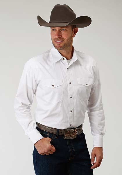 Solid White Men's Shirt by Roper®