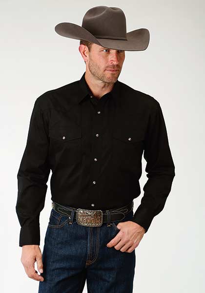 Solid Black Men's Shirt by Roper®