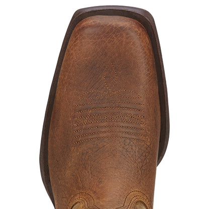 a close up of the toe of a rambler cowboy boot by ariat