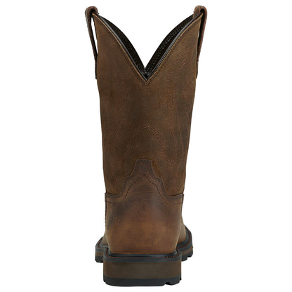 back of a brown cowboy boot on a white background