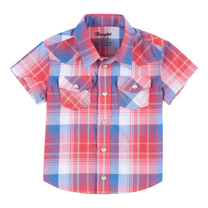 Red Plaid Short Sleeve Toddler's Shirt by Wrangler®