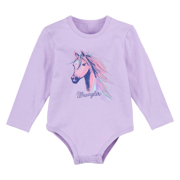 Lilac Horse Head Long Sleeve Infant Onesie by Wrangler®