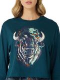 'Blue Bison' Long Sleeve Women's T-Shirt by Wrangler®