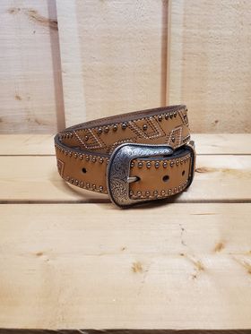 Geometric Leather Men's Belt by Hooey