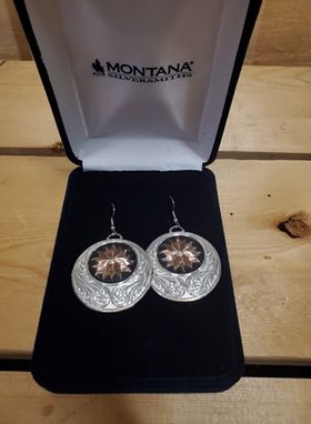 Engraved Floral Rose Gold and Silver Earrings by Montana Silversmiths