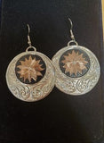 Engraved Floral Rose Gold and Silver Earrings by Montana Silversmiths
