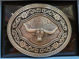 Oval Antique Longhorn Buckle by Nocona