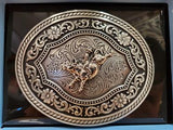 Oval Antique Bucking Bull Buckle by Nocona