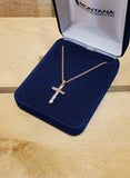 Rose Gold & Cubic Zirconia Cross Necklace by Montana Silversmiths
