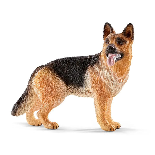 Schleich german shepherd dog toy figurine on white background