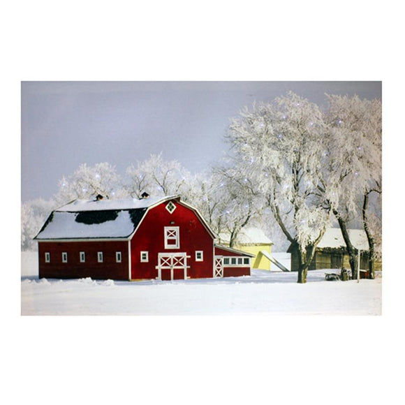 Winter Barn Scene Fiber Optic Canvas by Koppers®