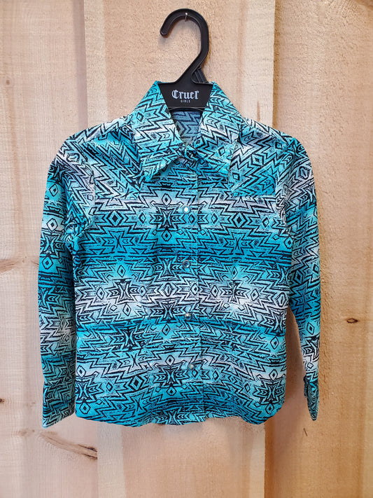 Turquoise Aztec Toddler Girl's Shirt by Cruel Girl