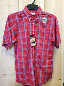 Red Plaid Short Sleeve Boy's Shirt by Wrangler
