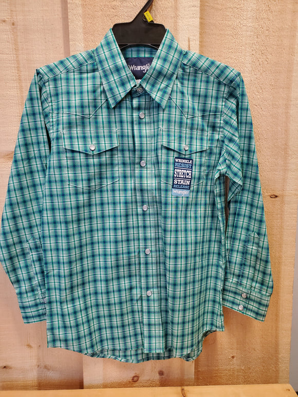 Green Plaid Boy's Shirt by Wrangler