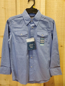 Light Blue Plaid Boy's Shirt by Wrangler