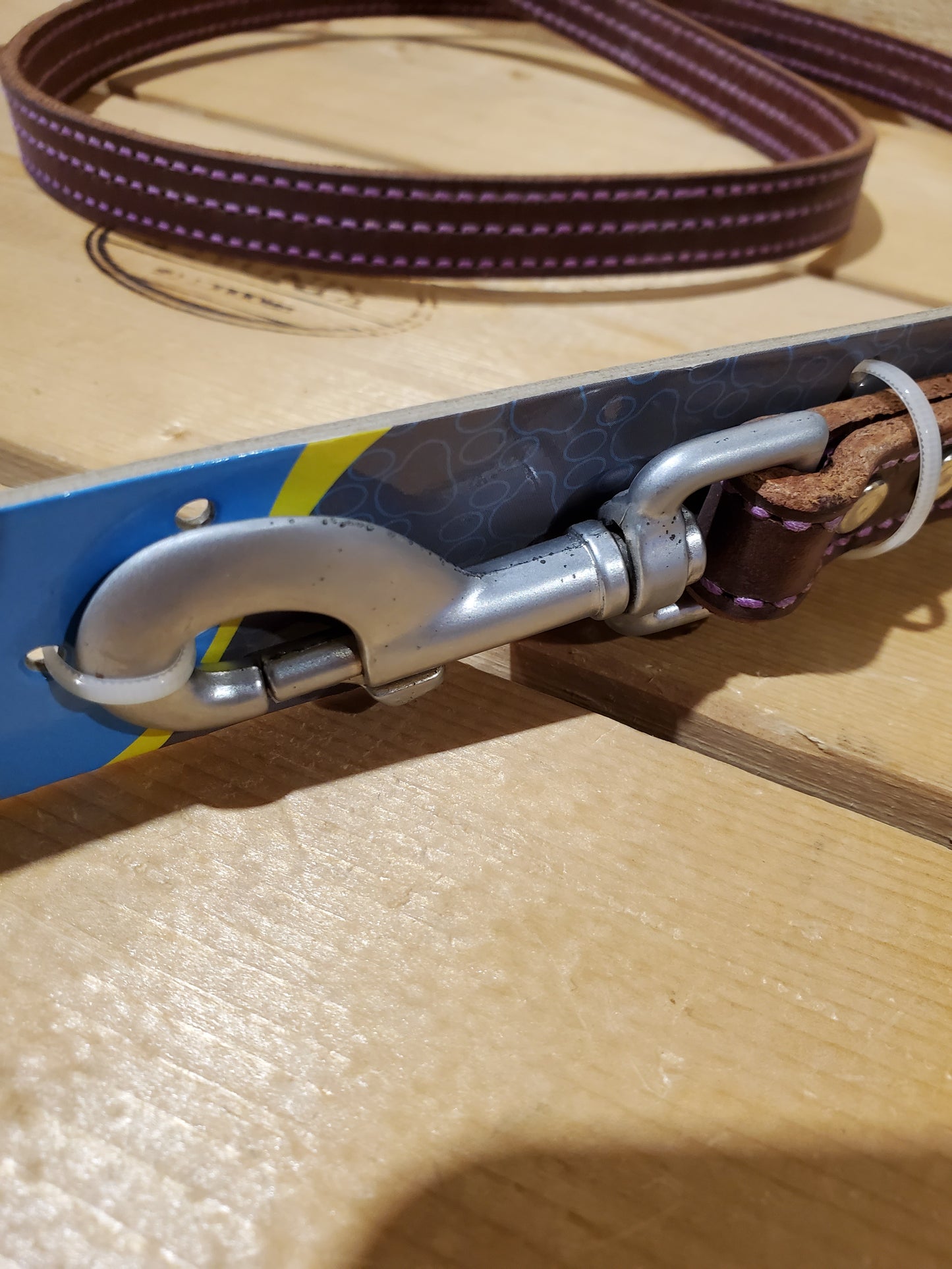 Leather Dog Leash with Purple Stitch by Terrain D.O.G.