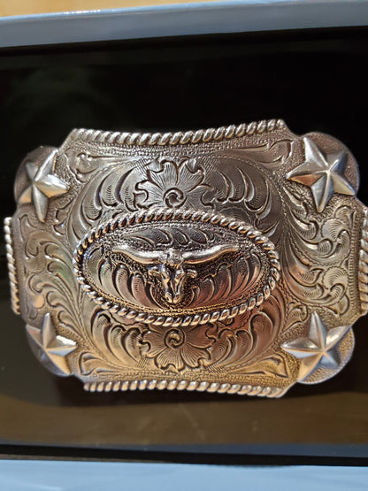 Small Steerhead & Stars Belt Buckle by Nocona®