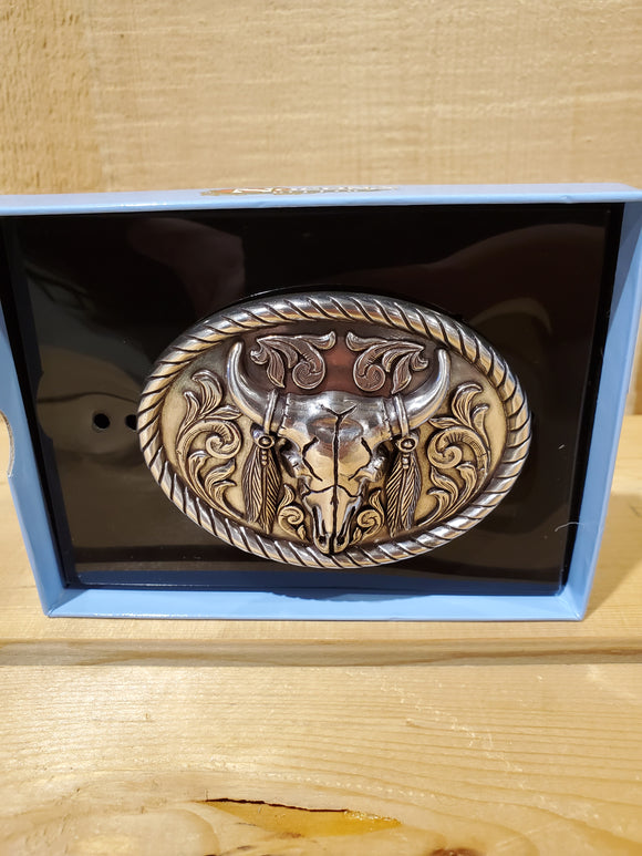Oval Rope Edge Bison Head Belt Buckle by Nocona®