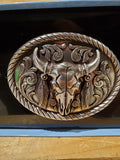 Oval Rope Edge Bison Head Belt Buckle by Nocona®