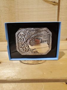 Antique Scrolls & Silhouette Cowboy Belt Buckle by Nocona®