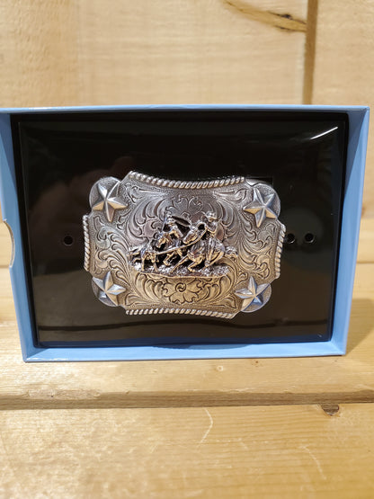 Small Team Roping & Stars Belt Buckle by Nocona®