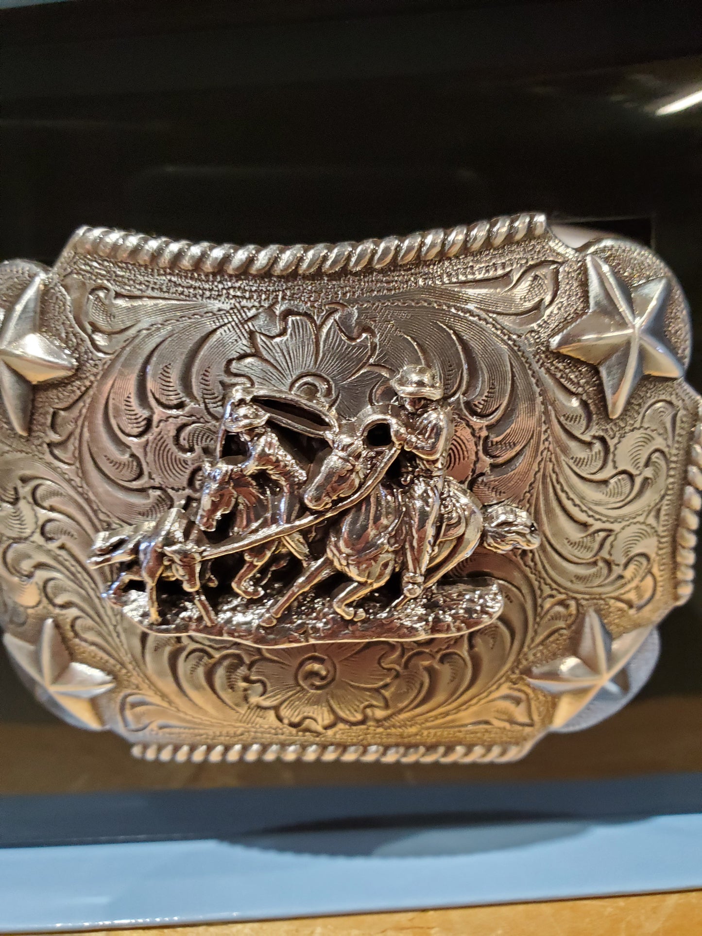 Small Team Roping & Stars Belt Buckle by Nocona®