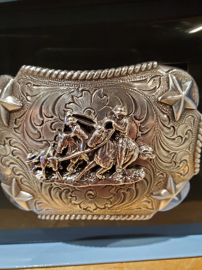 Small Team Roping & Stars Belt Buckle by Nocona®