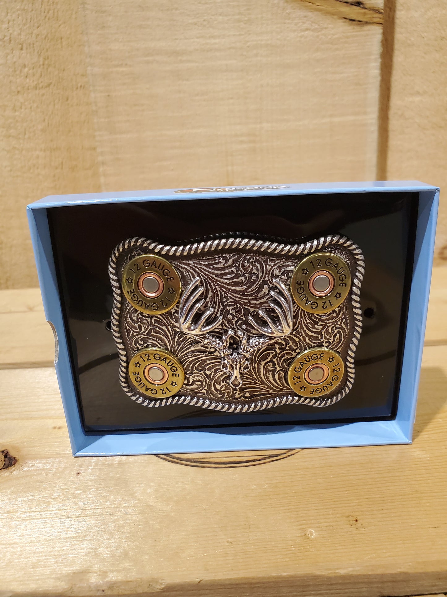 12 Gauge & Buck Skull Belt Buckle by Nocona®