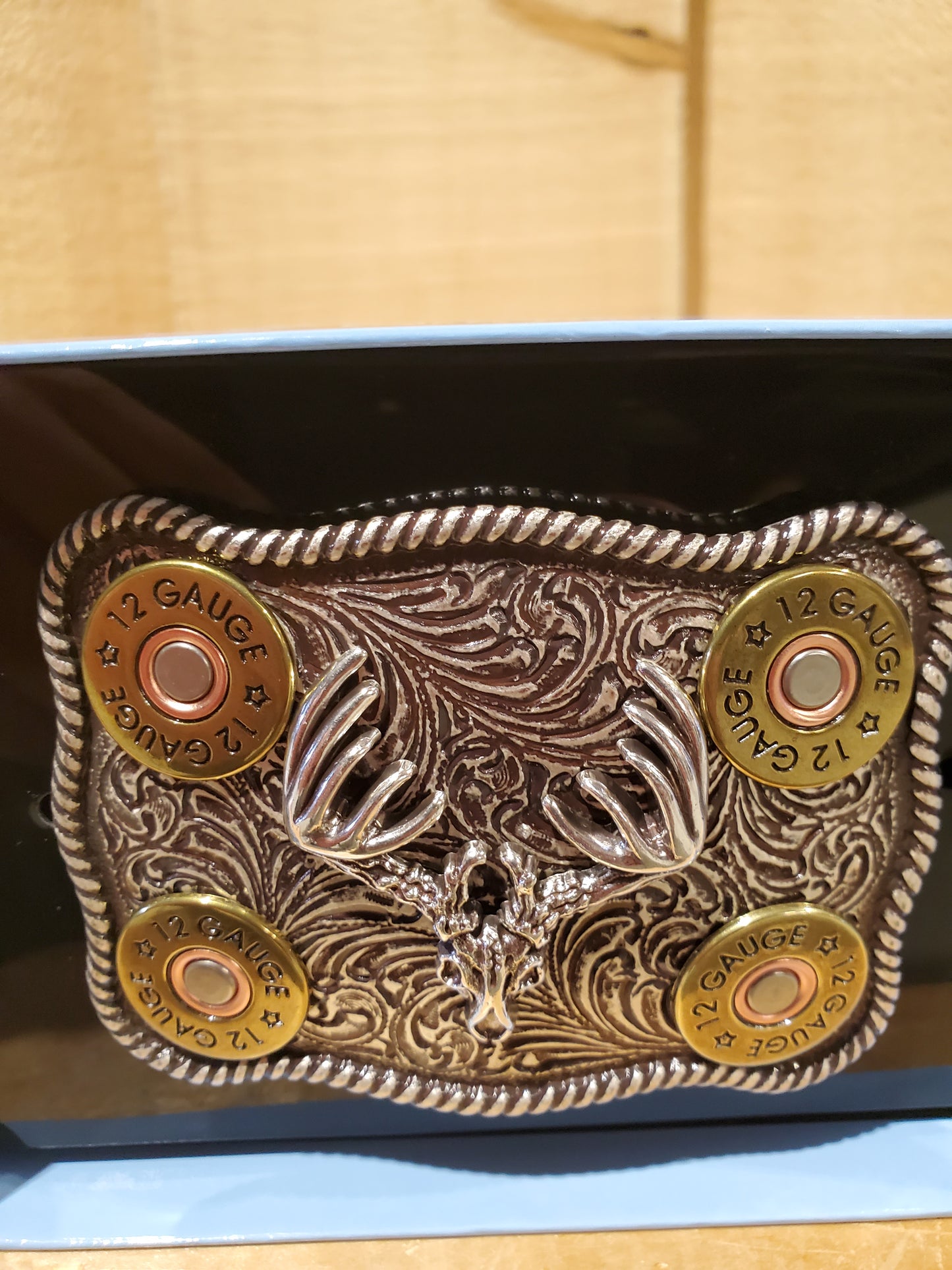12 Gauge & Buck Skull Belt Buckle by Nocona®