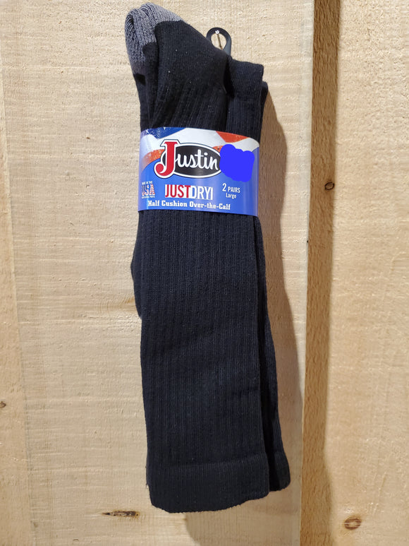 Half Cushion Wicking Over-the-Calf Socks - 2 Pack by Justin®