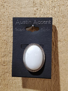 White Oval Stone Scarf Slide by Austin Accents®