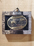 Attitude™ Fighting Elk Brass Oval Buckle by Montana Silversmiths®