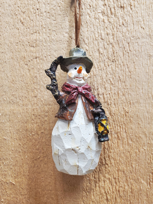 Vintage Snowman With Lantern Tree Ornament