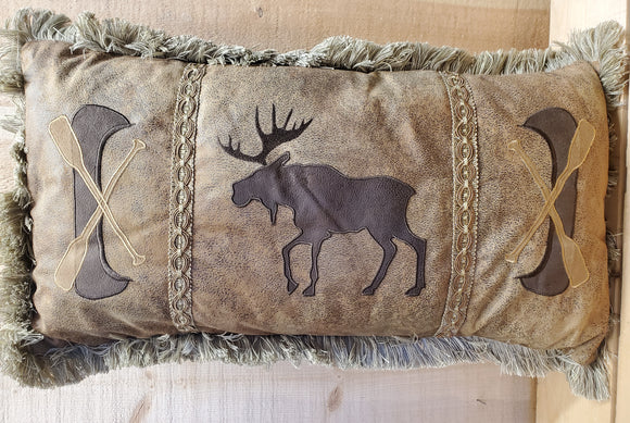 'Canoe And Moose' Throw Pillow by Carsten's Inc.®