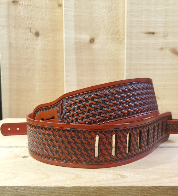 Basket Stamp Leather Guitar Strap by 3D®