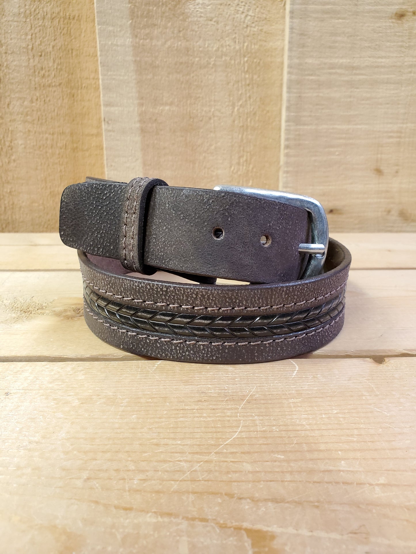 Bomber 'Center Braid' Leather Men's Belt