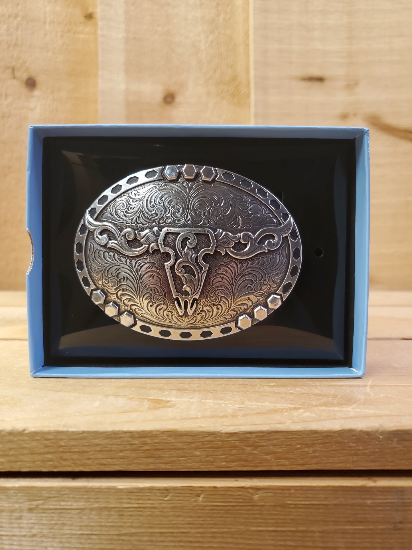 Oval Scrolled Steer Outline Belt Buckle by Nocona®