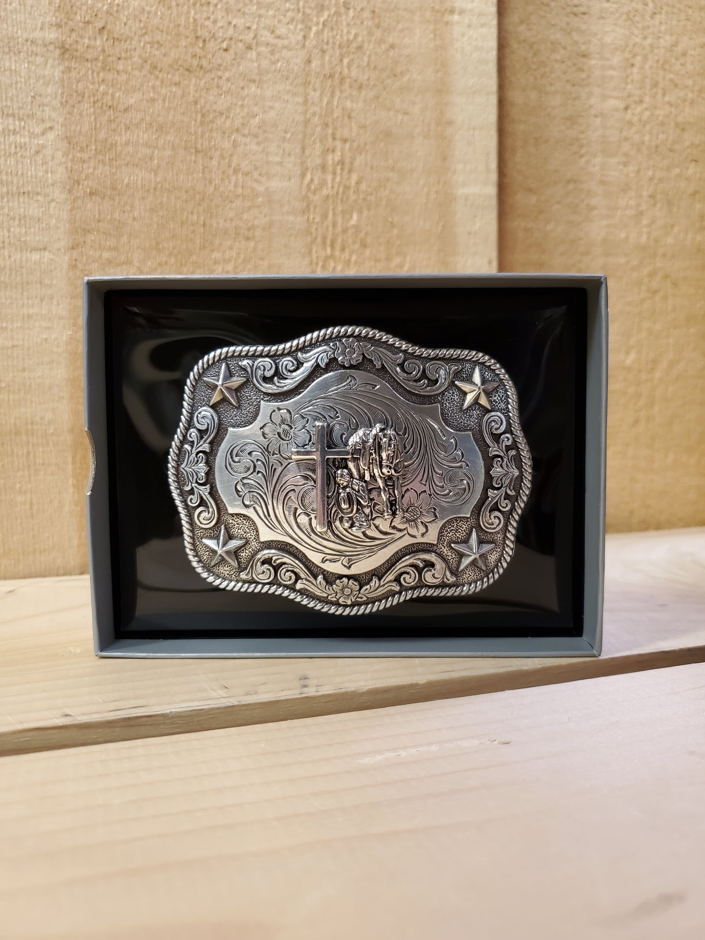 Star Kneeling At The Cross Belt Buckle by Nocona®