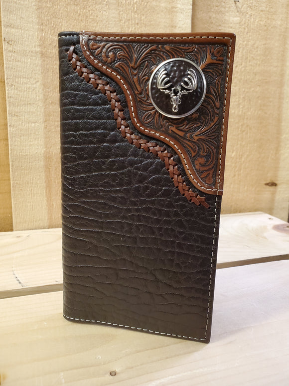 Leather Lace & Buck Skull Men's Rodeo Wallet by Nocona®