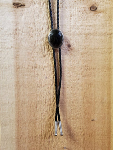 Black Oval Stone Bolo Tie