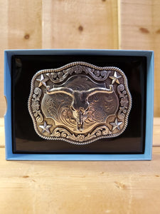 Steer Skull With Rope Edge Buckle by Nocona®
