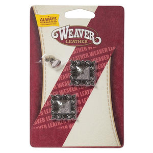 1" Antique Nickel Square Berry Concho - Set of Two - by Weaver®