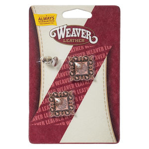 1" Antique Copper Square Berry Concho - Set of Two - by Weaver®