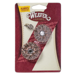 1 1/2" Antique Copper Sunflower Concho - Set of Two - by Weaver®